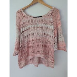 Chic Pink and White Knit Top